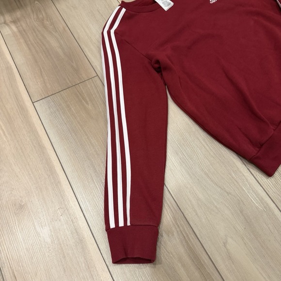 Adidas 3-Stripes Crewneck Sweatshirt Red White Women's Size L - Picture 4 of 6